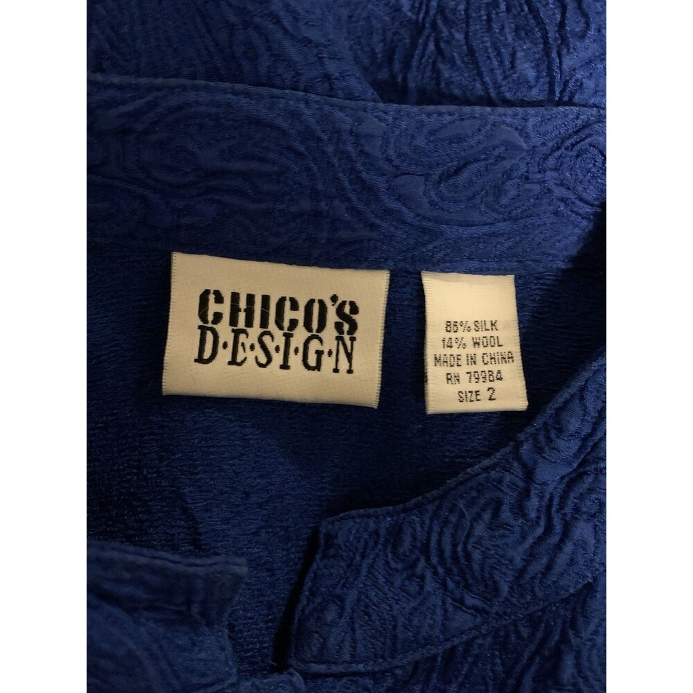 Chicos Design Size 2 Womens Large Top Silk Wool Textured Button Shacket - Picture 3 of 6